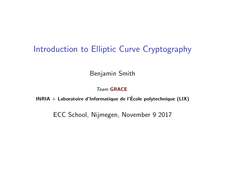 introduction to elliptic curve cryptography
