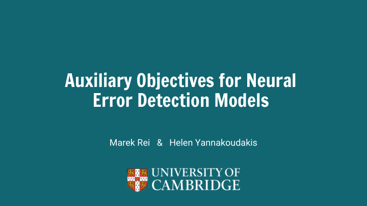 auxiliary objectives for neural error detection models