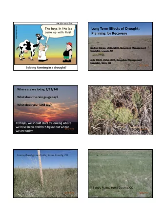 Long Term Effects of Drought:  Planning for Recovery  Where are we today, 8/12/14?  What does the