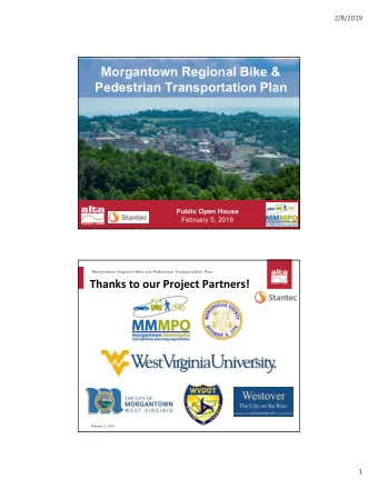 Morgantown Regional Bike &amp;  Morgantown Regional Bike and Pedestrian Transportation Plan