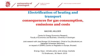 Electrification of heating and  transport  consequences for gas consumption,  emissions and costs