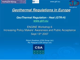 Geothermal Regulations in Europe  Geothermal Regulations in Europe  GeoThermal Regulation - Heat
