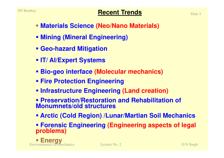 recent trends