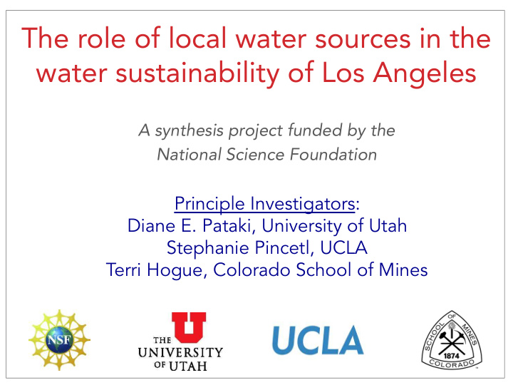 the role of local water sources in the water