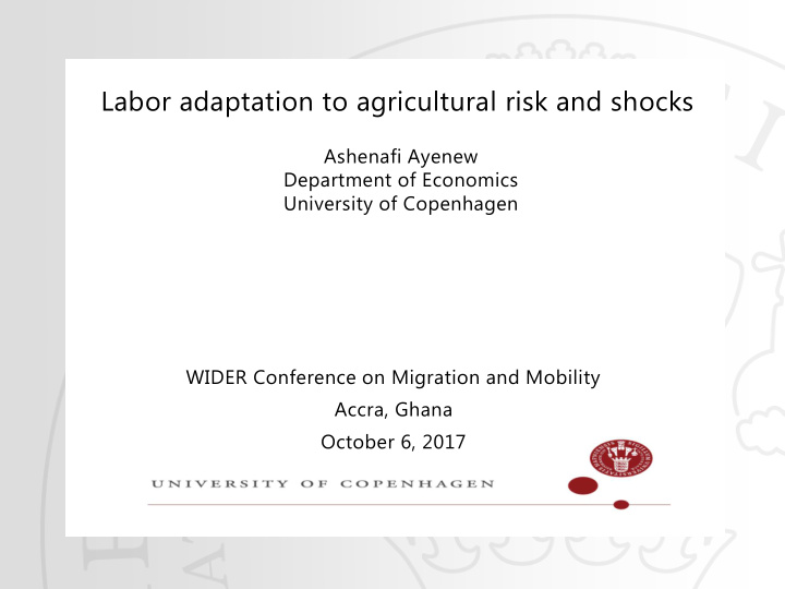 labor adaptation to agricultural risk and shocks