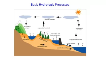 Basic Hydrologic Processes  Basic Output: Water balance  Basic Approach:  Control  Look at the