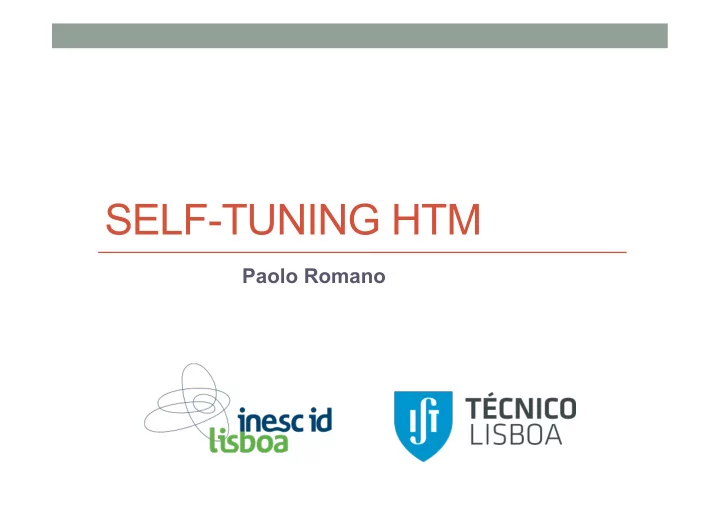 self tuning htm