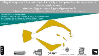 stress ecolo  logy, ecotoxi  xicolo  logy and genetic  ic tools  ls Borcier 1 , G. Charrier 1 , V.