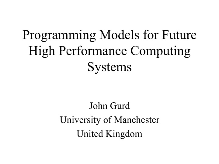 programming models for future high performance computing
