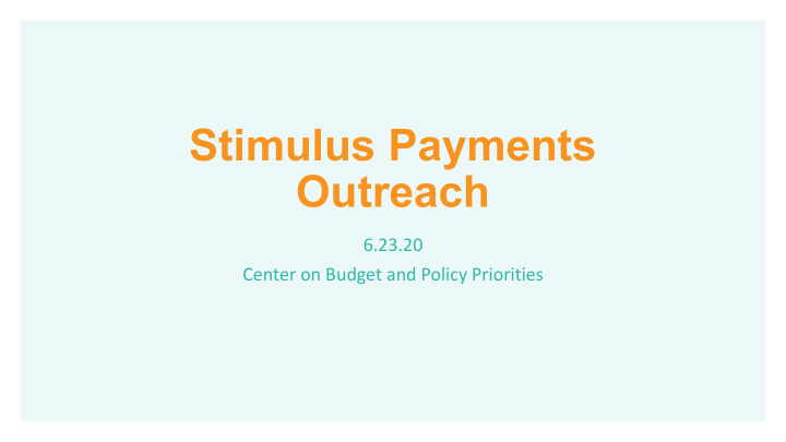 stimulus payments outreach