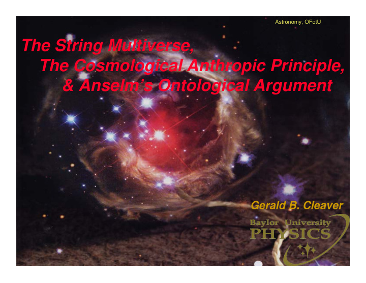 the string multiverse the cosmological anthropic