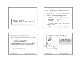Retaining the Support Vectors Why Retain the Support Vectors? x 2  i = 0 } After computing the