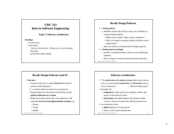 cisc 323 intro to software engineering