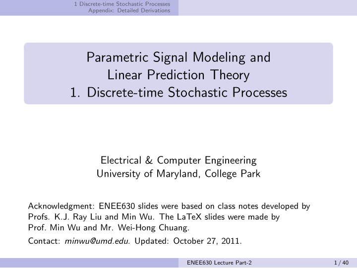 parametric signal modeling and linear prediction theory 1