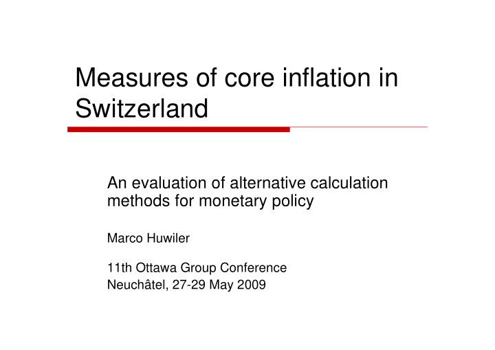measures of core inflation in switzerland