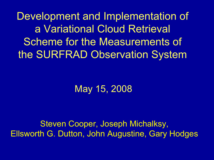 development and implementation of a variational cloud