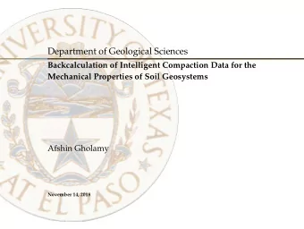 Department of Geological Sciences  Backcalculation of Intelligent Compaction Data for the