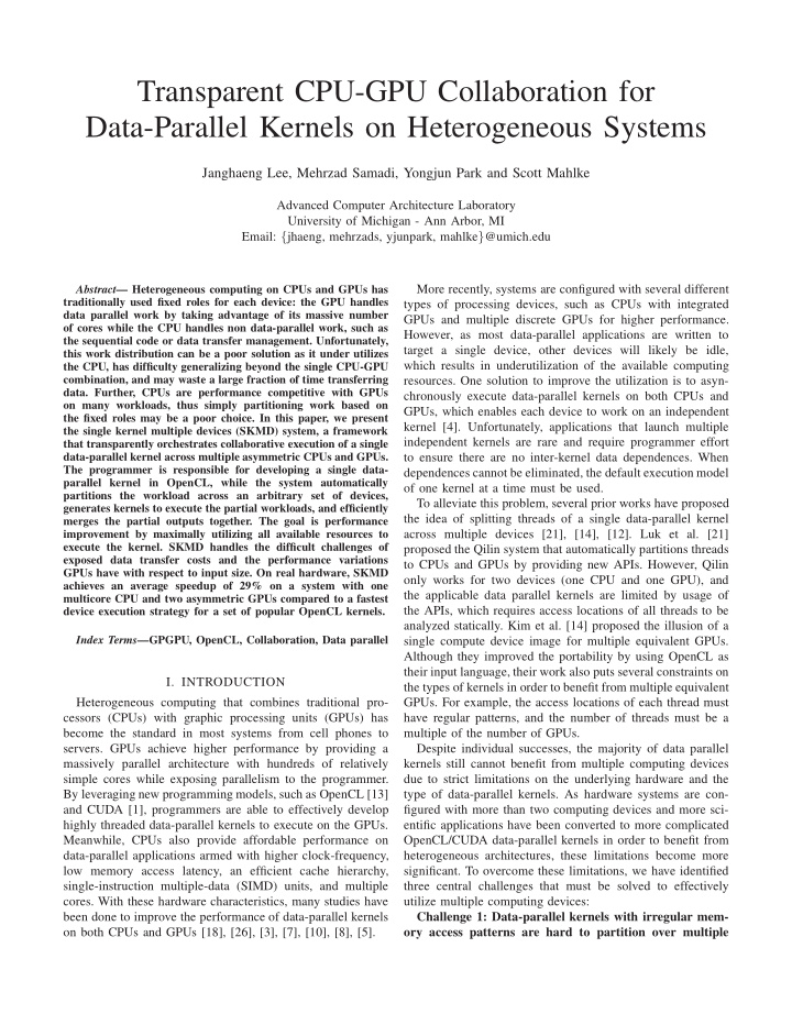 transparent cpu gpu collaboration for data parallel