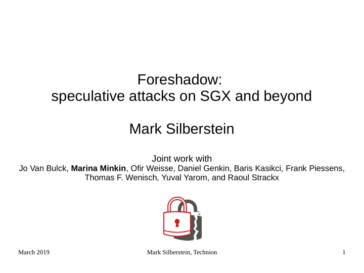 foreshadow speculative attacks on sgx and beyond mark