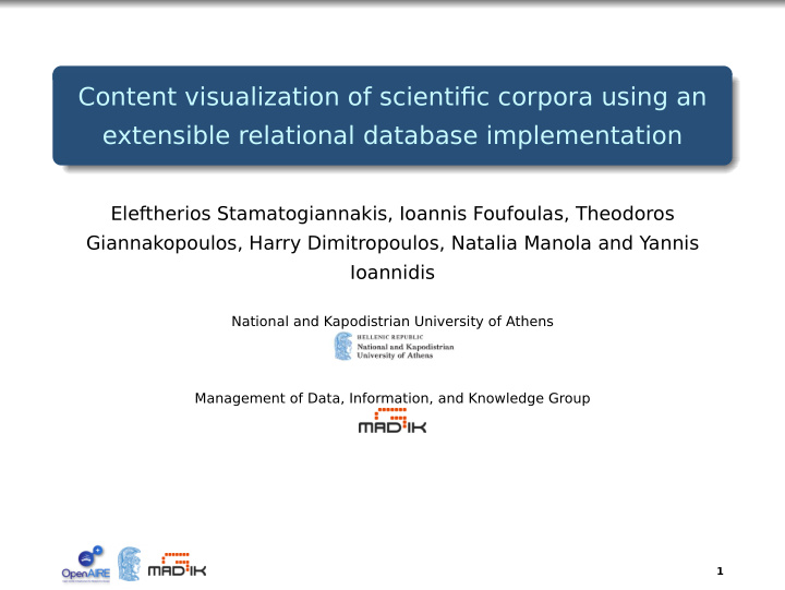 content visualization of scientific corpora using an