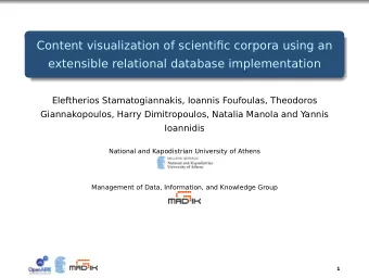 Content visualization of scientific corpora using an  extensible relational database implementation