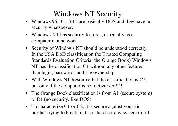windows nt security