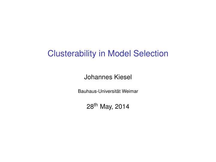 clusterability in model selection
