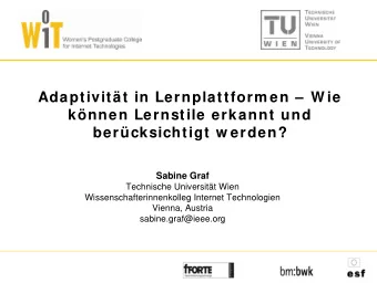 Adaptivitt in Lernplattform en  W ie  knnen Lernstile erkannt und  bercksichtigt w erden?