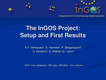 The InGOS Project:  Setup and First Results A.T. Vermeulen 1 , S. Hammer 2 , P. Bergamaschi 3 , U.