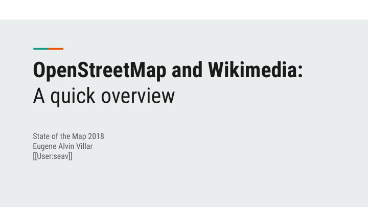 openstreetmap and wikimedia a quick overview