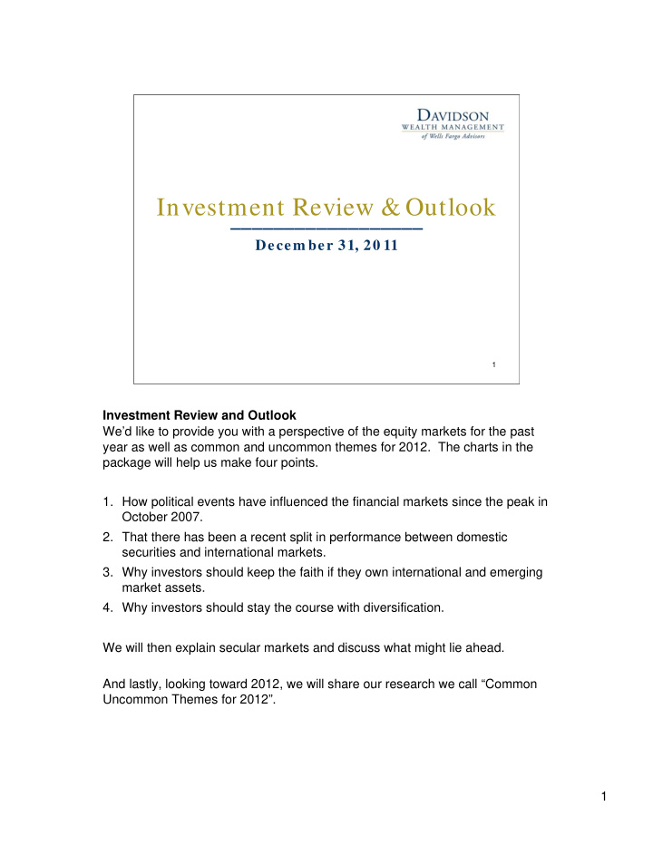 investment review outlook