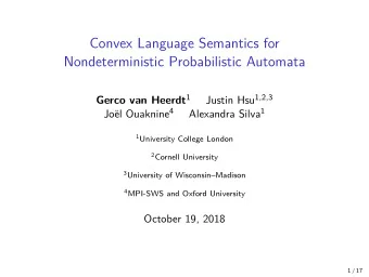 Convex Language Semantics for  Nondeterministic Probabilistic Automata Gerco van Heerdt 1 Justin