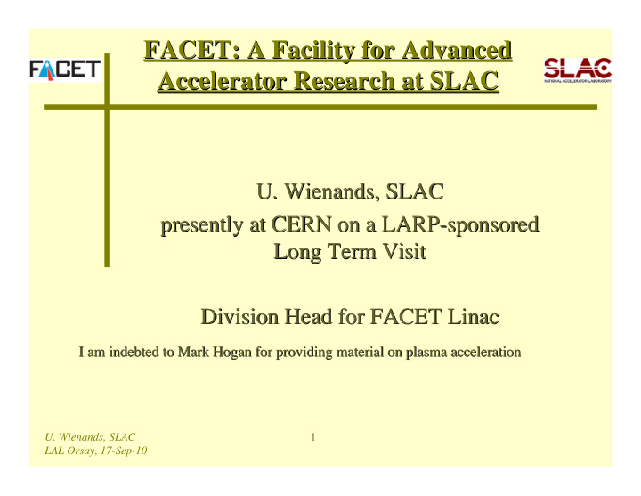 facet a facility for advanced facet a facility for