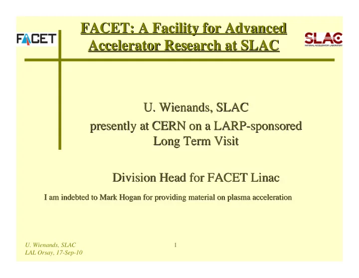 facet a facility for advanced facet a facility for