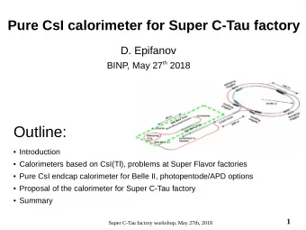 Outline:  Introduction  Calorimeters based on CsI(Tl), problems at Super Flavor factories