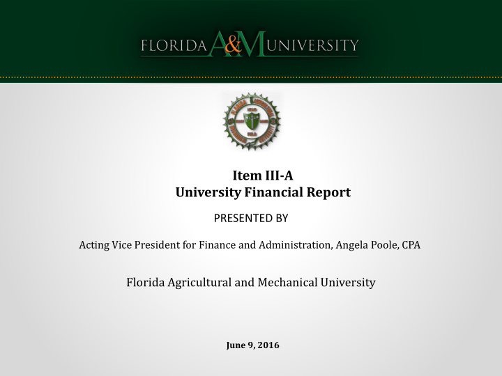 item iii a university financial report