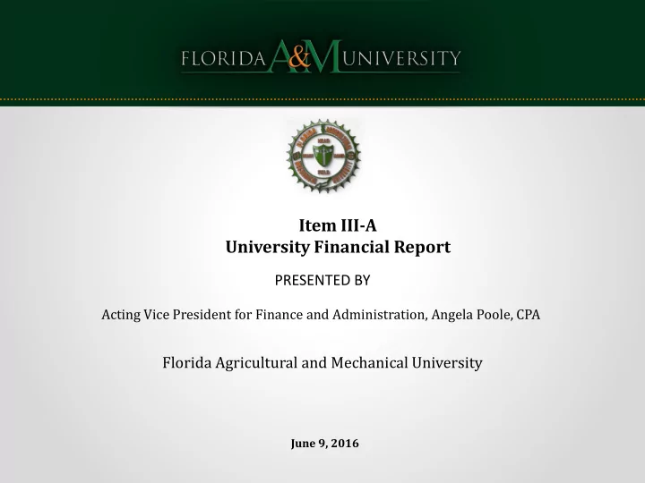item iii a university financial report