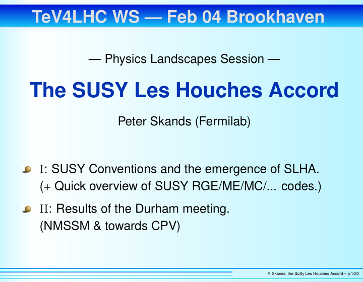the susy les houches accord