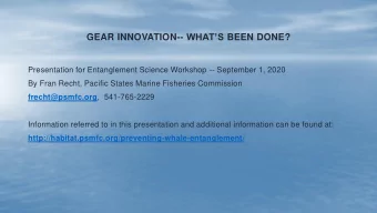 GEAR INNOVATION-- WHATS BEEN DONE?  Presentation for Entanglement Science Workshop -- September