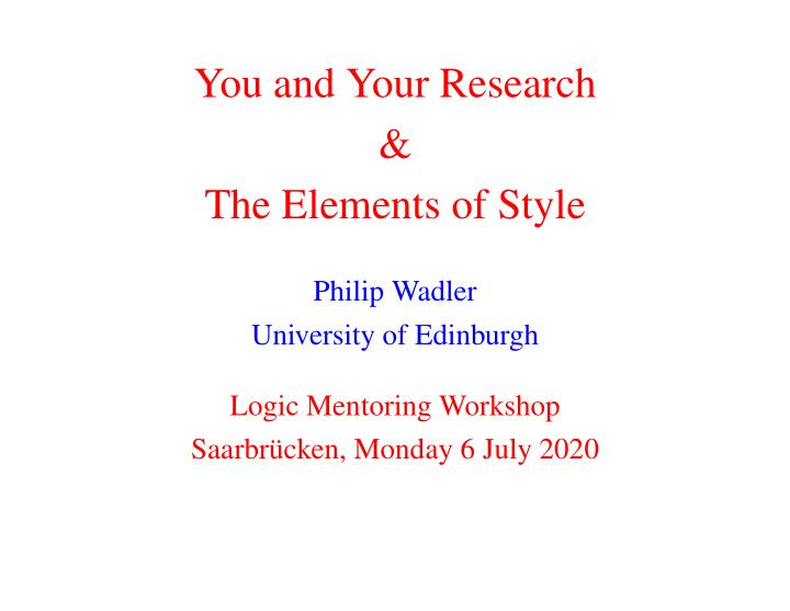 you and your research the elements of style