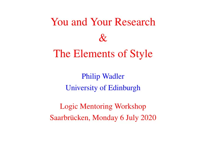 you and your research the elements of style