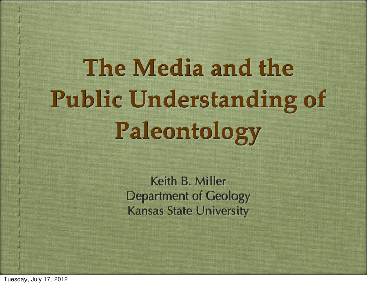 the media and the public understanding of paleontology