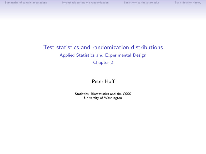 test statistics and randomization distributions