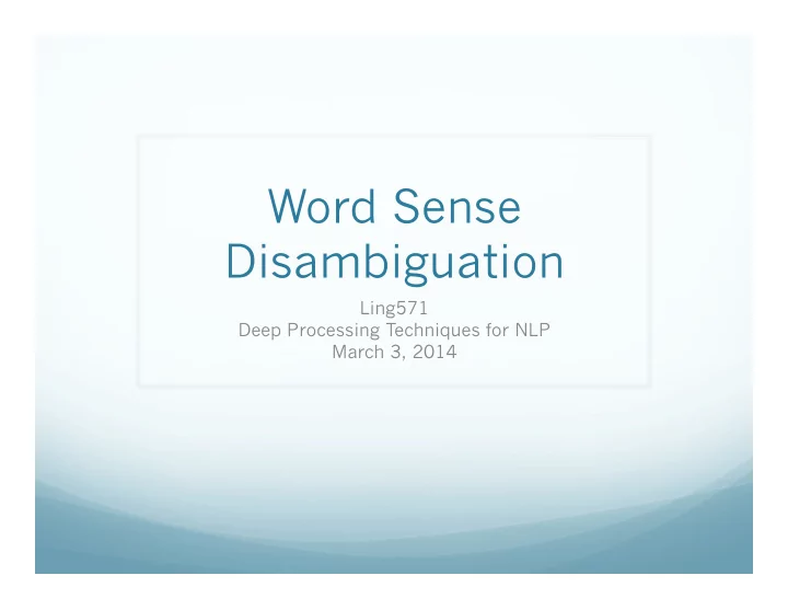 word sense disambiguation