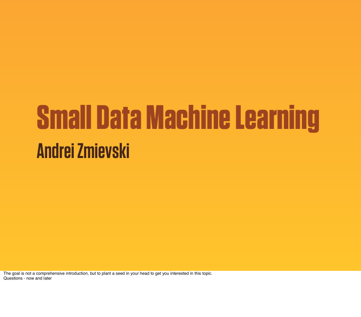 small data machine learning