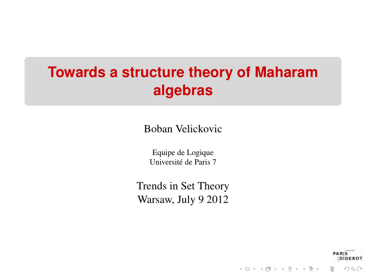 towards a structure theory of maharam algebras