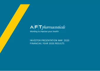 INVESTOR PRESENTATION MAY 2020  FINANCIAL YEAR 2020 RESULTS  Important Notice  This presentation