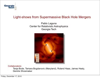 Light-shows from Supermassive Black Hole Mergers  Pablo Laguna  Center for Relativistic