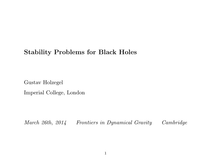 stability problems for black holes