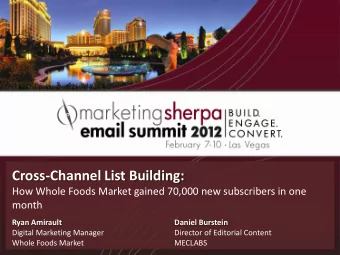 Cross-Channel List Building:  How Whole Foods Market gained 70,000 new subscribers in one month